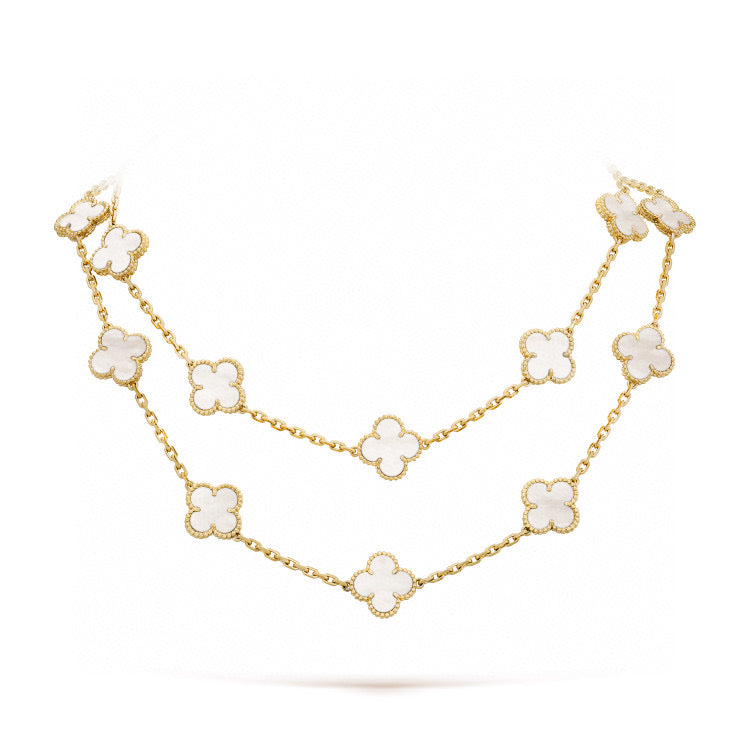 [Lumina]CLOVER 20 MOTIFS WHITE MOP NECKLACE