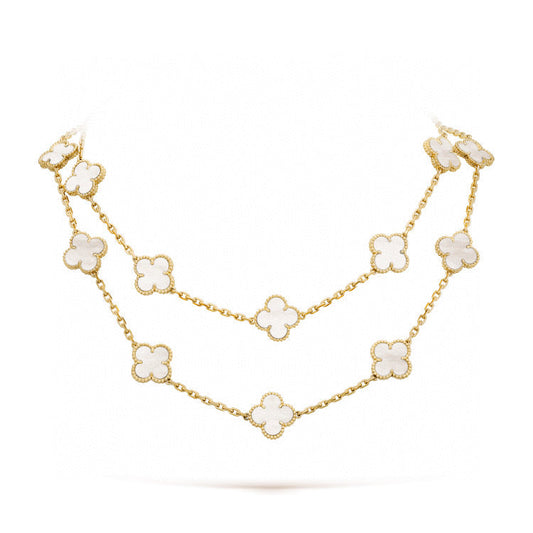 [Lumina]CLOVER 20 MOTIFS WHITE MOP NECKLACE