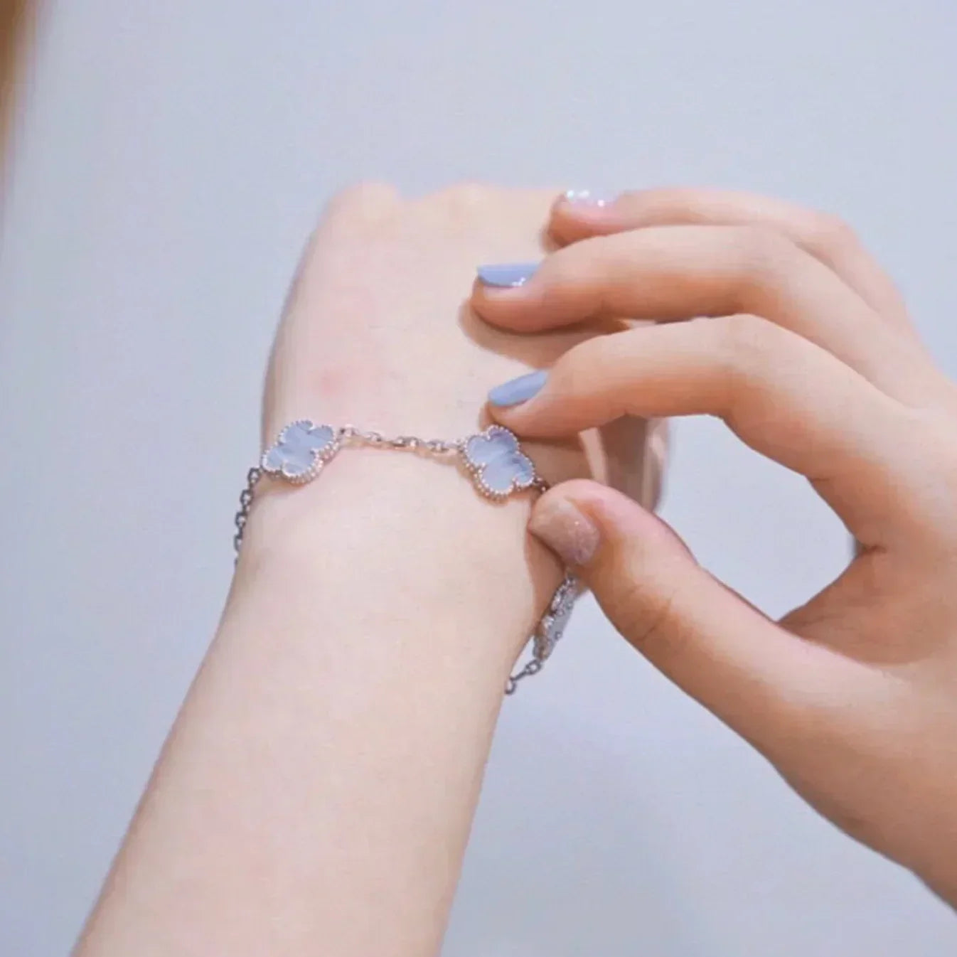 [Lumina] CLOVER 5 MOTIF PURPLE CHALCEDONY BRACELET COLLECTION