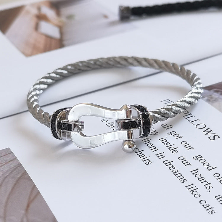 [Lumina]FORCE LARGE HORSESHOE BLACK DIAMOND BRACELET SILVER