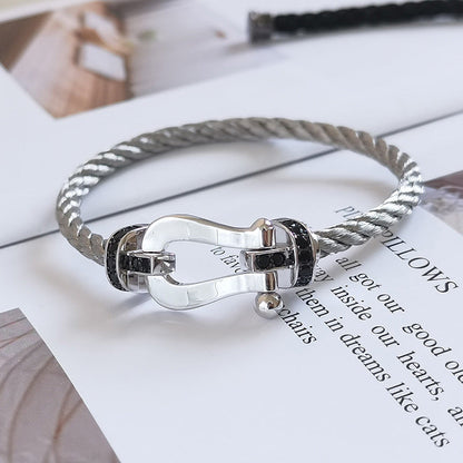 [Lumina]FORCE LARGE HORSESHOE BLACK DIAMOND BRACELET SILVER