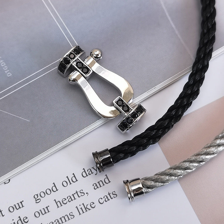 [Lumina]FORCE LARGE HORSESHOE BLACK DIAMOND BRACELET SILVER