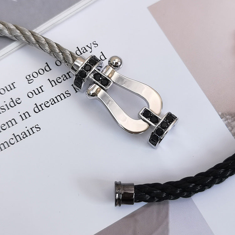 [Lumina]FORCE LARGE HORSESHOE BLACK DIAMOND BRACELET SILVER