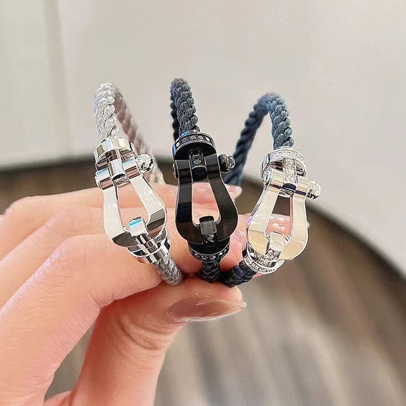 [Lumina]FORCE LARGE HORSESHOE FULL DIAMOND BRACELET SILVER