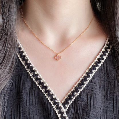 [Lumina]CLOVER 15MM PINK MOTHER-OF-PEARL SINGLE FLOWER NECKLACE