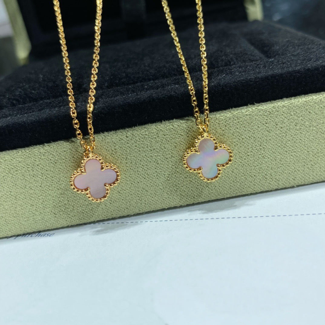 [Lumina]CLOVER 15MM PINK MOTHER-OF-PEARL SINGLE FLOWER NECKLACE