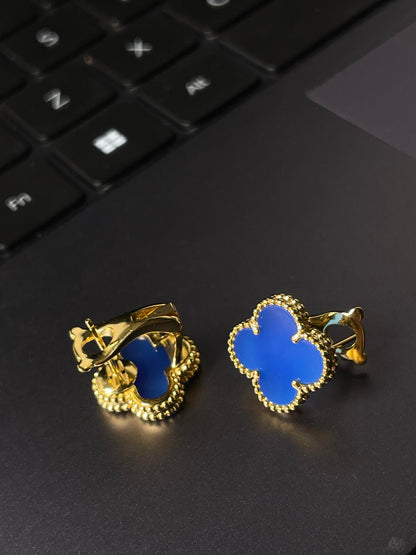 [Lumina] CLOVER LARGE (20mm) 1 MOTIFS BLUE MOP STUD EARRINGS