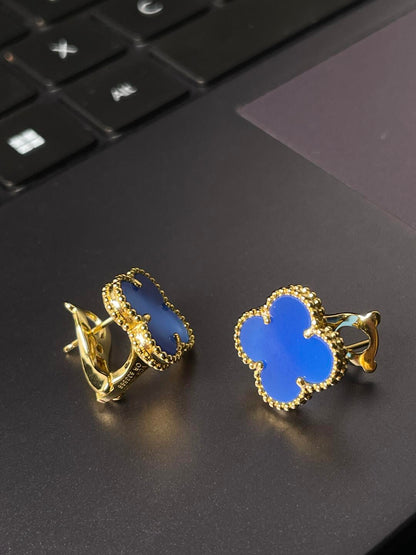[Lumina] CLOVER LARGE (20mm) 1 MOTIFS BLUE MOP STUD EARRINGS