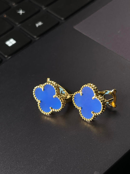 [Lumina] CLOVER LARGE (20mm) 1 MOTIFS BLUE MOP STUD EARRINGS