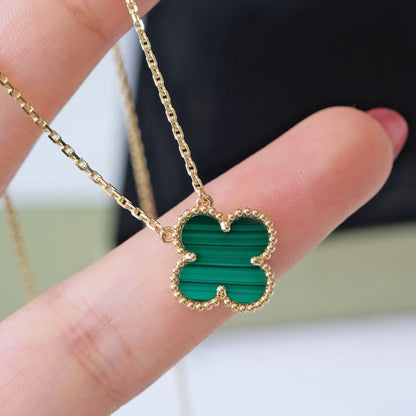 [Lumina]CLOVER 15MM MALACHITE SINGLE FLOWER  NECKLACE