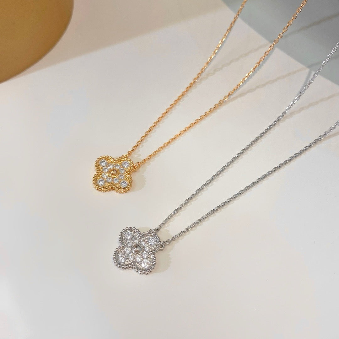 [Lumina]CLOVER 15MM DIAMOND SINGLE FLOWER NECKLACE