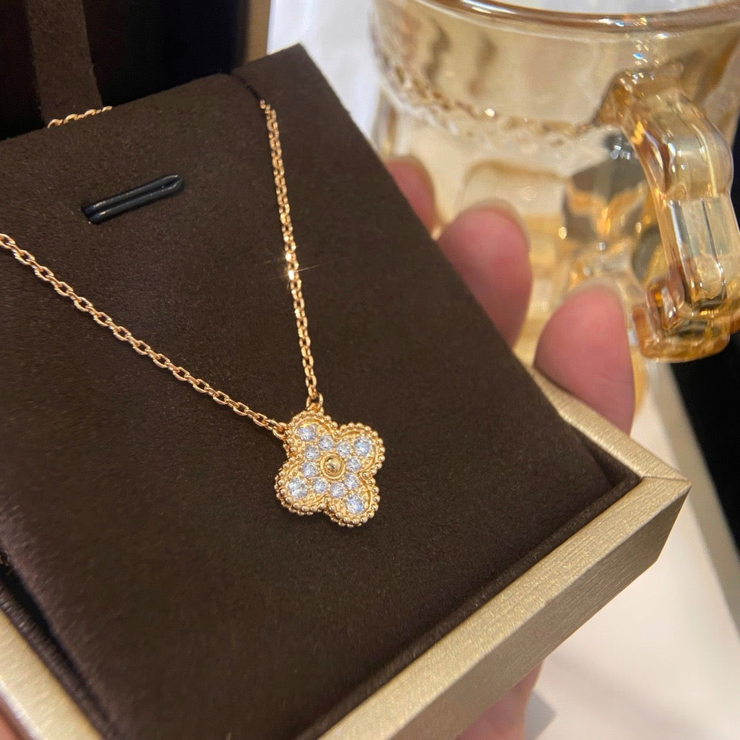 [Lumina]CLOVER 15MM DIAMOND SINGLE FLOWER NECKLACE