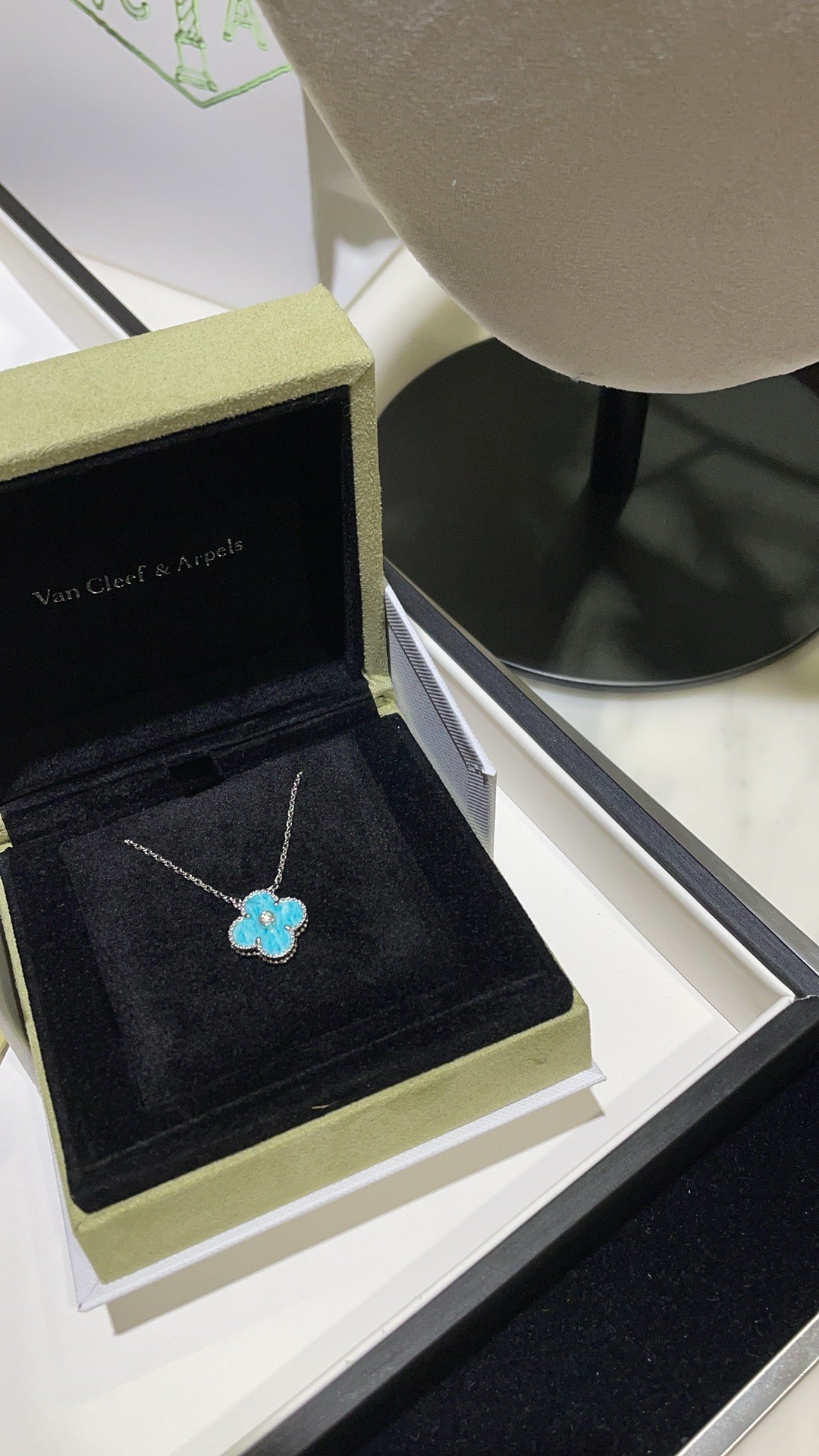 [Lumina]CLOVER 15MM DIAMOND SVRES PORCELAIN  NECKLACE SILVER