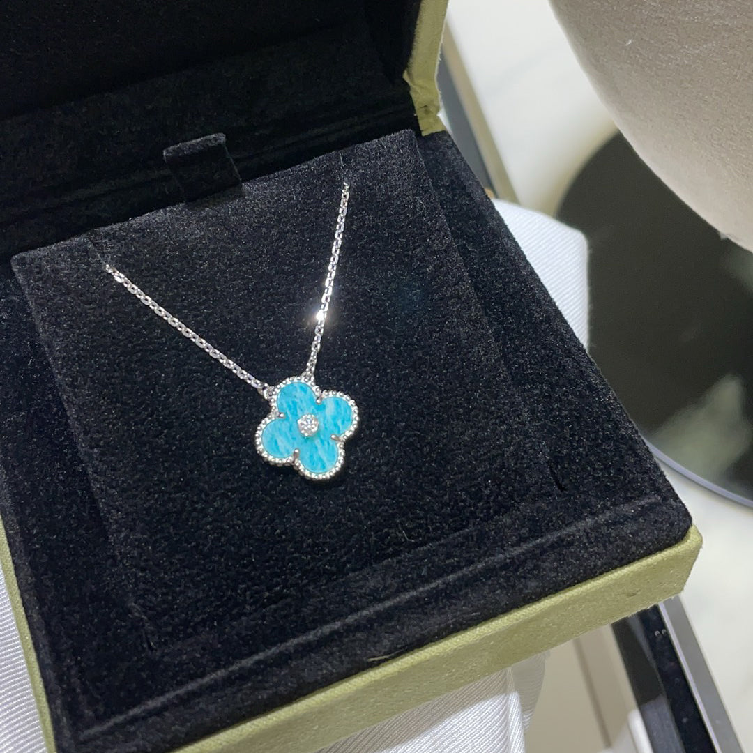 [Lumina]CLOVER 15MM DIAMOND SVRES PORCELAIN  NECKLACE SILVER