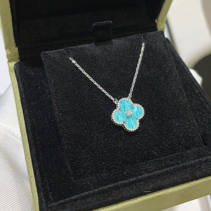 [Lumina]CLOVER 15MM DIAMOND SVRES PORCELAIN  NECKLACE SILVER