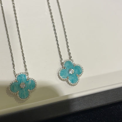 [Lumina]CLOVER 15MM DIAMOND SVRES PORCELAIN  NECKLACE SILVER