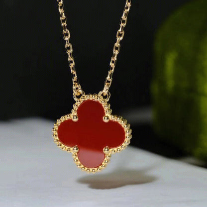 [Lumina]CLOVER 15MM CARNELIAN SINGLE FLOWER NECKLACE
