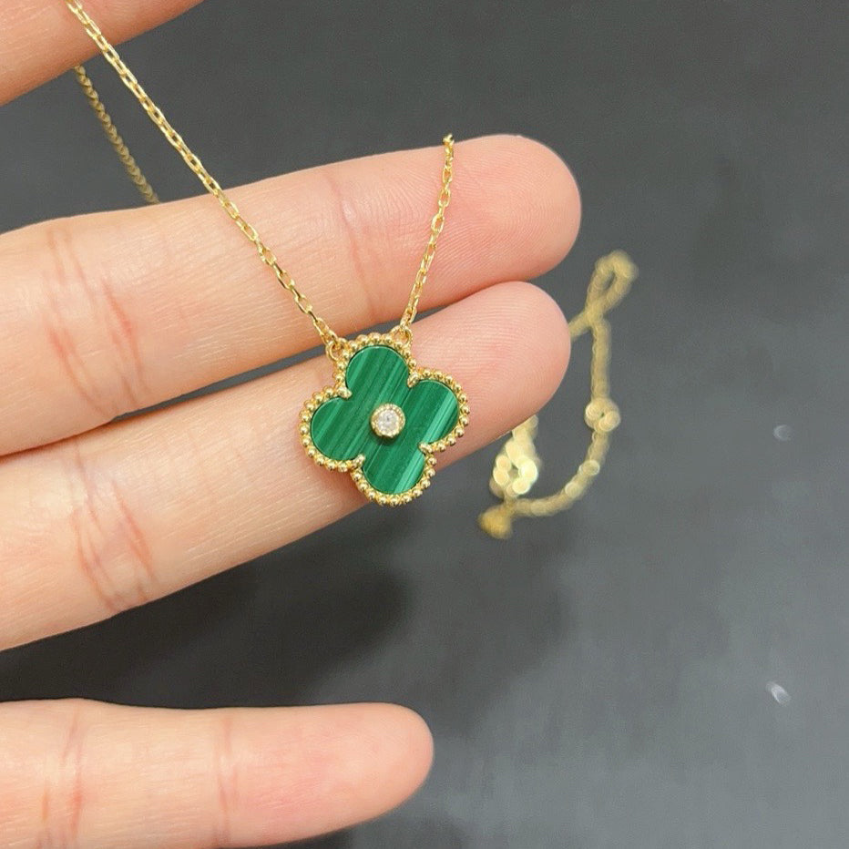[Lumina]CLOVER 15MM DIAMOND TURQUOISE NECKLACE