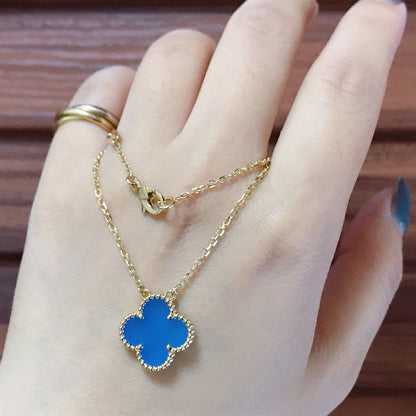 [Lumina]CLOVER 15MM BLUE AGATE NECKLACE