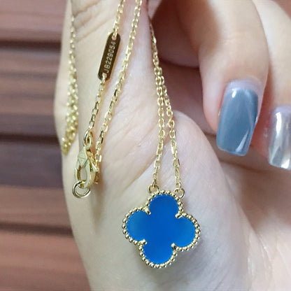 [Lumina]CLOVER 15MM BLUE AGATE NECKLACE