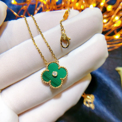 [Lumina]CLOVER 15MM DIAMOND TURQUOISE NECKLACE