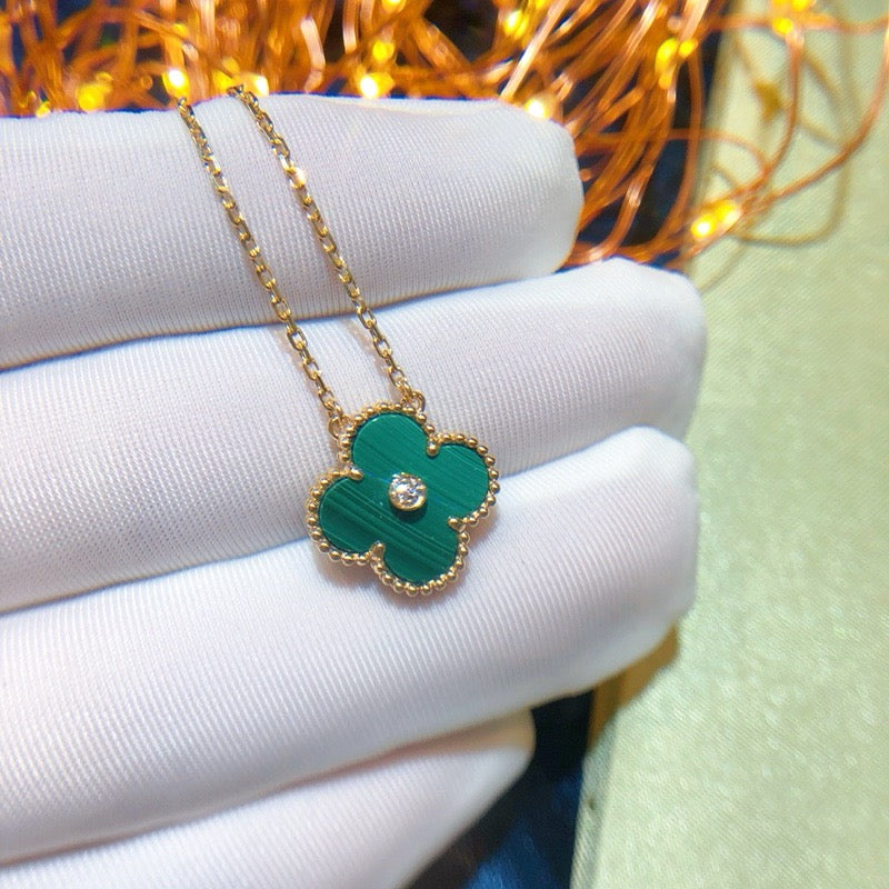 [Lumina]CLOVER 15MM DIAMOND TURQUOISE NECKLACE