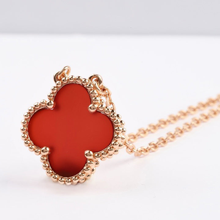[Lumina]CLOVER 15MM CARNELIAN SINGLE FLOWER NECKLACE