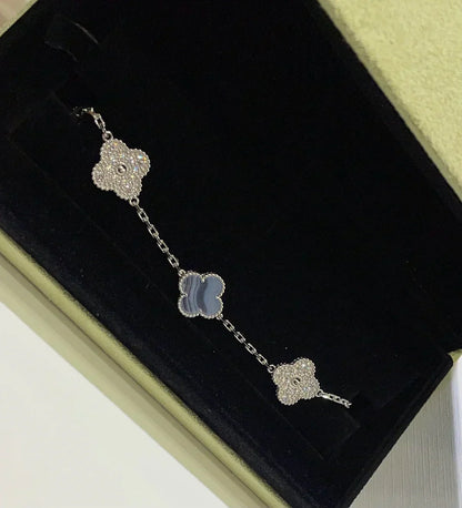 [Lumina] CLOVER 5 MOTIF PURPLE CHALCEDONY BRACELET COLLECTION