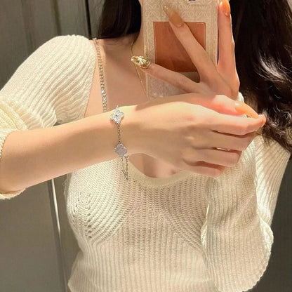 [Lumina] CLOVER 5 MOTIF PURPLE CHALCEDONY BRACELET COLLECTION