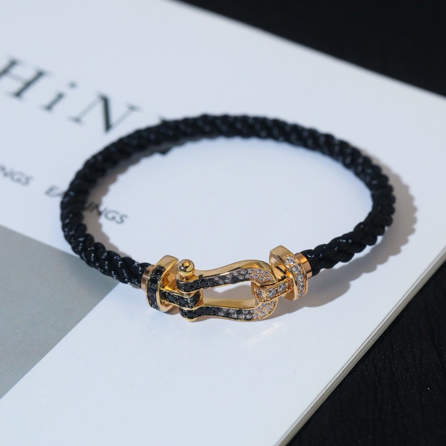 [Lumina]FORCE LARGE HORSESHOE BLACK WHITE DIAMOND BRACELET Lumina GOLD