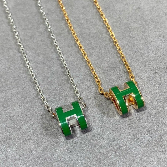 [Lumina]POP H GREEN NECKLACE SILVER AND GOLD