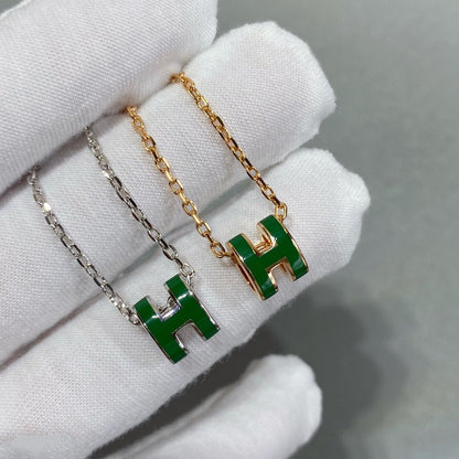 [Lumina]POP H GREEN NECKLACE SILVER AND GOLD