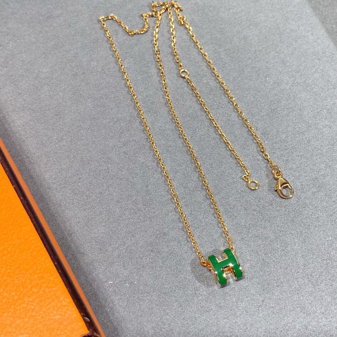 [Lumina]POP H GREEN NECKLACE SILVER AND GOLD