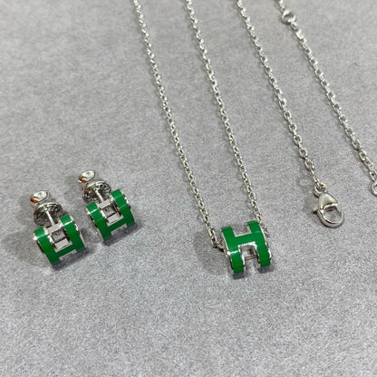 [Lumina]POP H GREEN NECKLACE SILVER AND GOLD