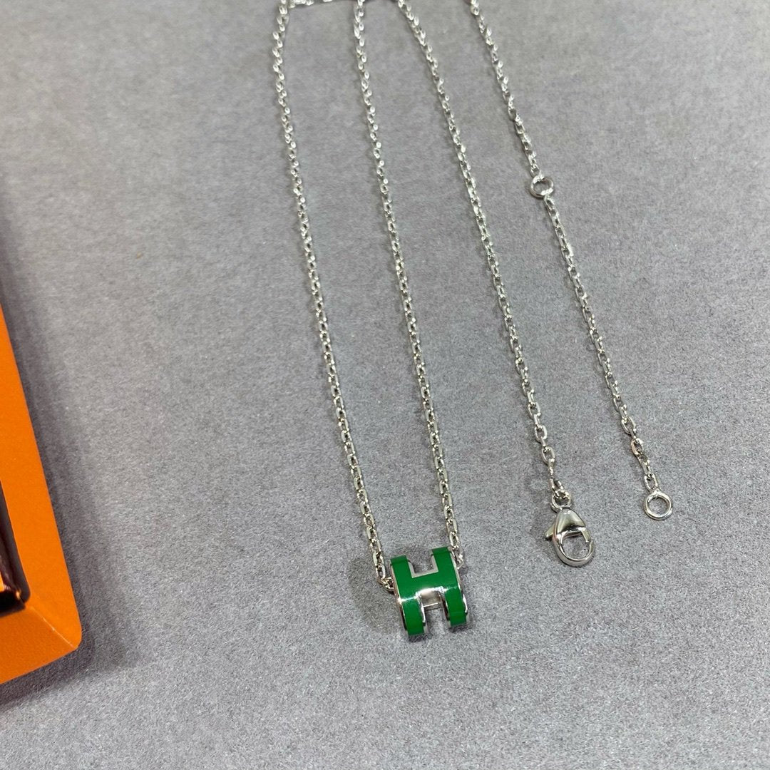 [Lumina]POP H GREEN NECKLACE SILVER AND GOLD