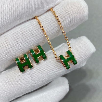 [Lumina]POP H GREEN NECKLACE SILVER AND GOLD