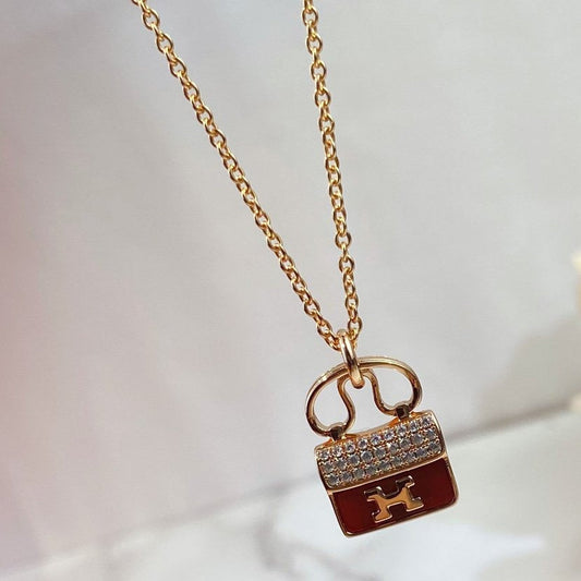 [Lumina]CONSTANCE RED PEDANT PINK GOLD NECKLACE