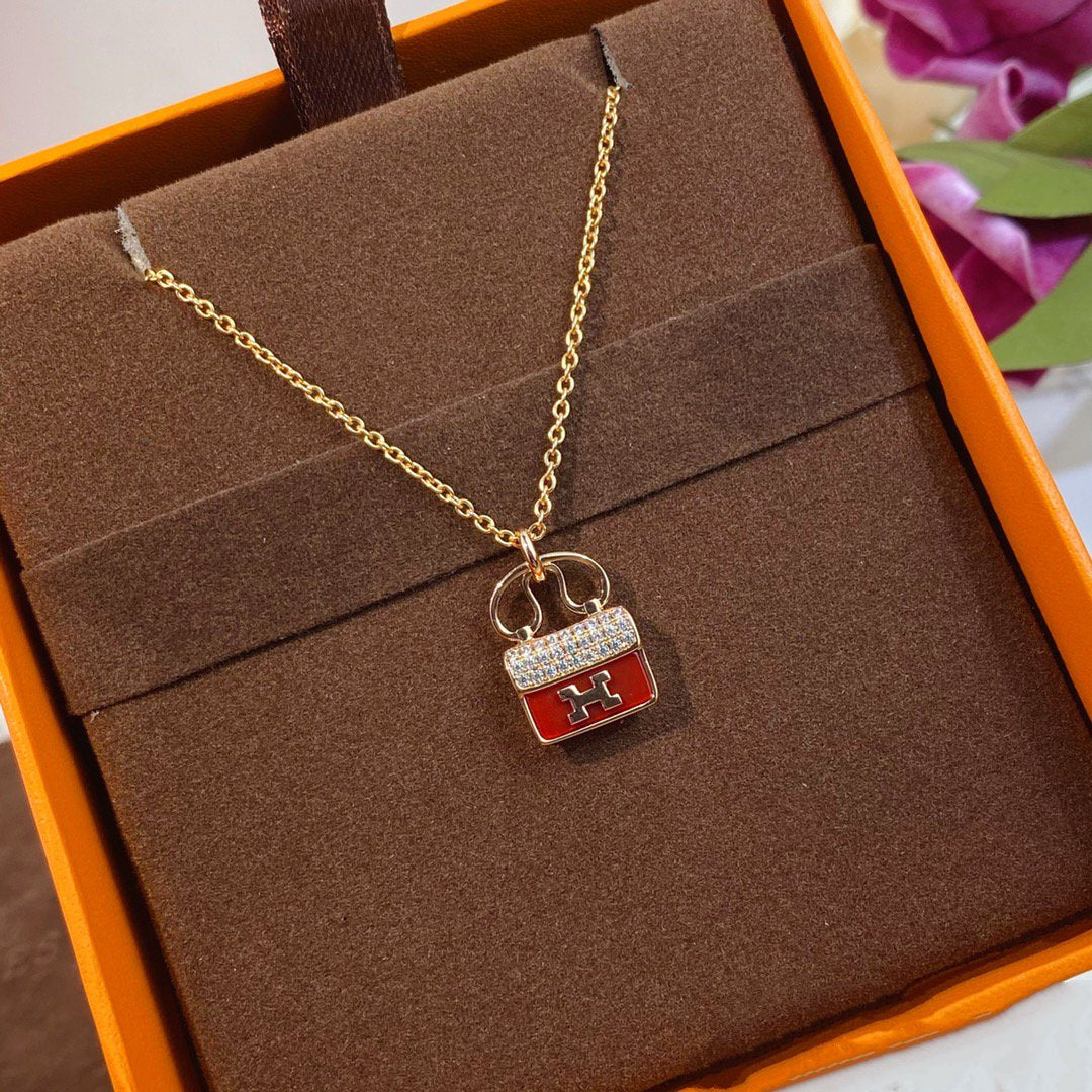 [Lumina]CONSTANCE RED PEDANT PINK GOLD NECKLACE