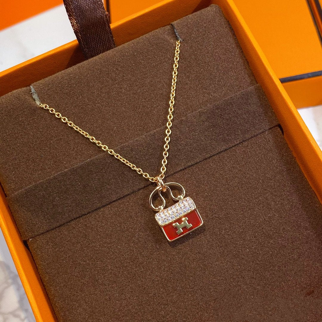 [Lumina]CONSTANCE RED PEDANT PINK GOLD NECKLACE