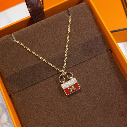 [Lumina]CONSTANCE RED PEDANT PINK GOLD NECKLACE