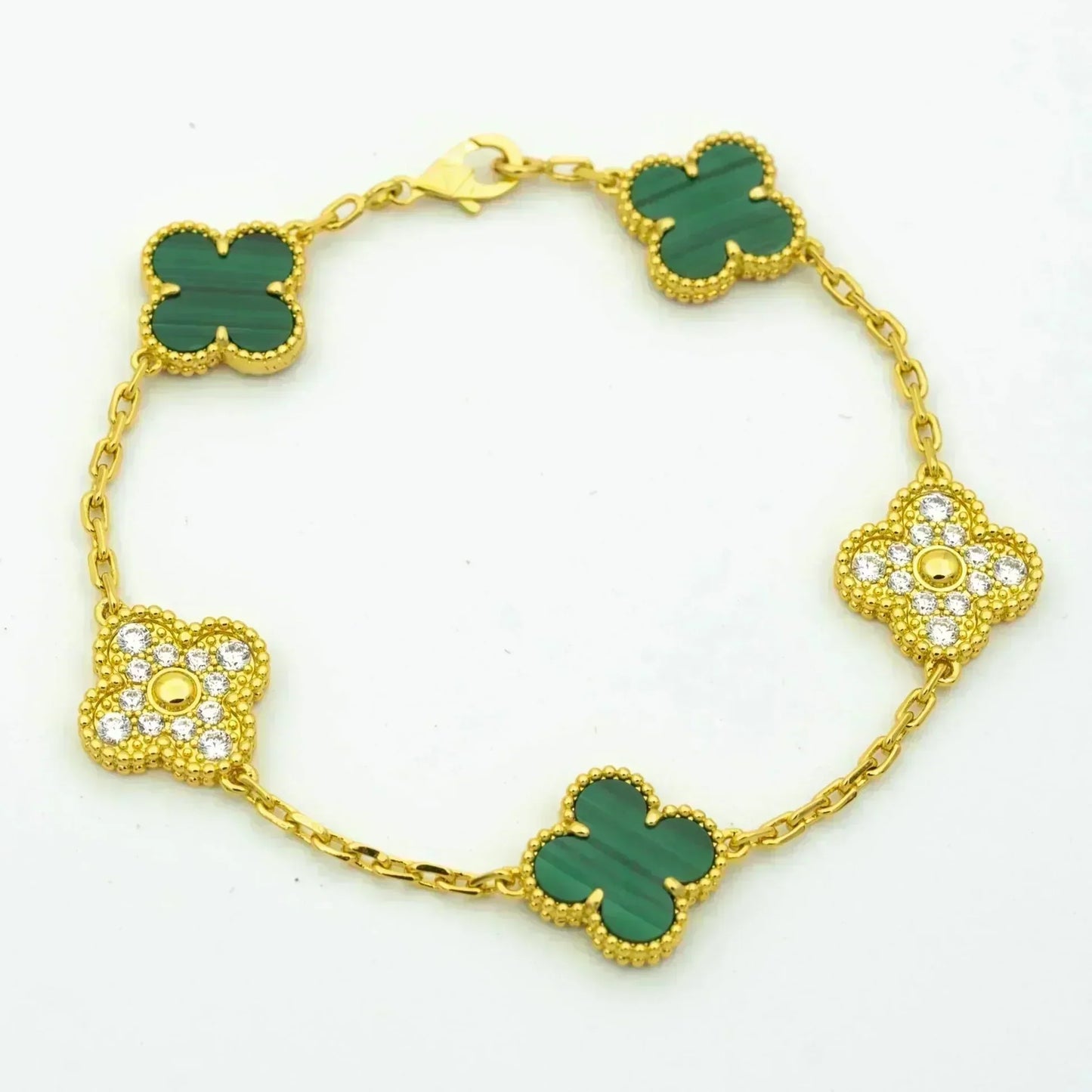 [Lumina] CLOVER 5 MOTIF MALACHITE BRACELET COLLECTION