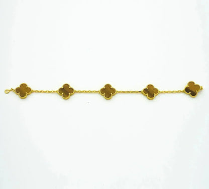 [Lumina] CLOVER 5 MOTIFS TIGER EYE BRACELET COLLECTION