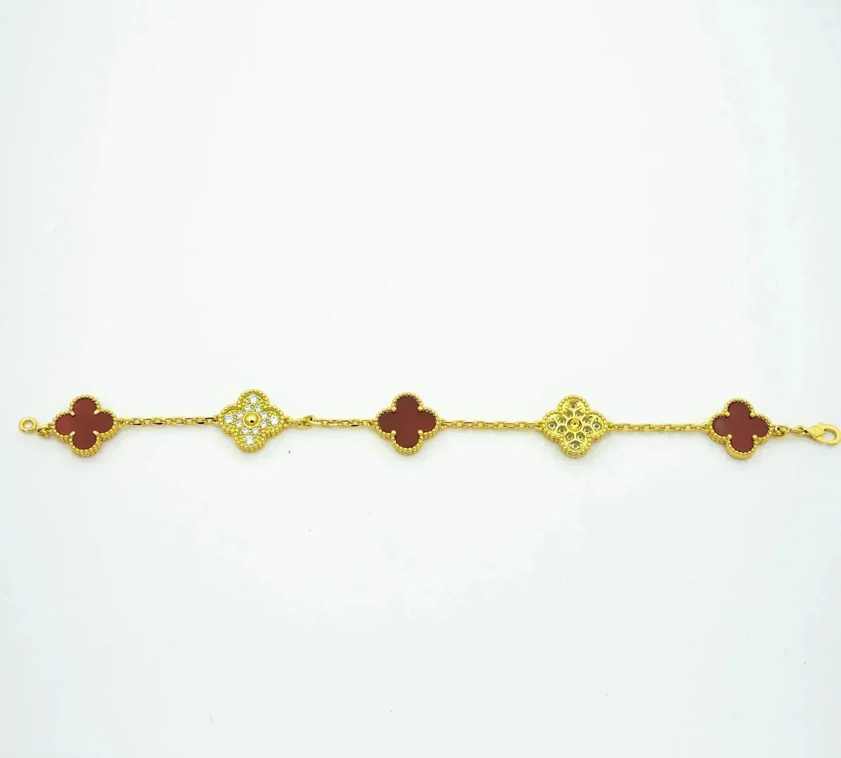 [Lumina] CLOVER 5 MOTIF RED CORNELIAN BRACELET COLLECTION
