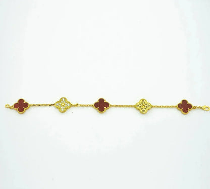 [Lumina] CLOVER 5 MOTIF RED CORNELIAN BRACELET COLLECTION