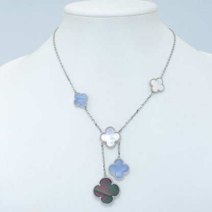 [Lumina]CLOVER MOP CHALCEDONY NECKLACE SILVER 6 MOTIF