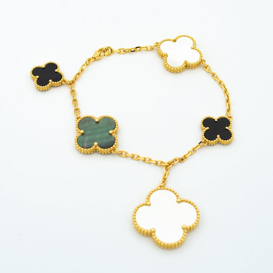 [Lumina]CLOVER BRACELET 5 MOTIFS ONYX MOP