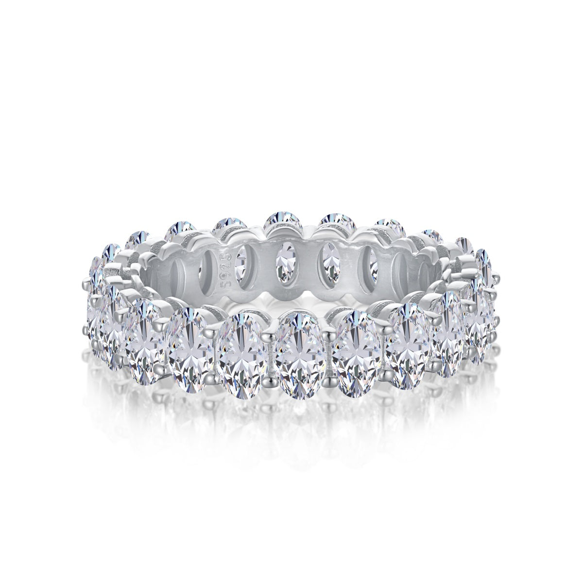 [Lumina Jewelry]Ornate Oval Cut Tennis Ring