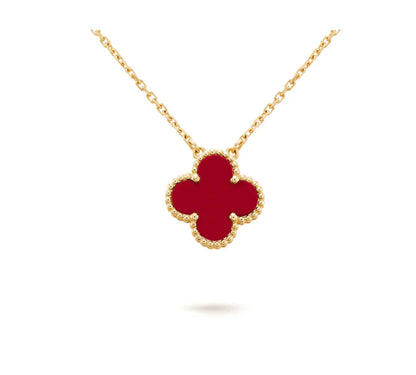 [Lumina]CLOVER 15MM CARNELIAN SINGLE FLOWER NECKLACE