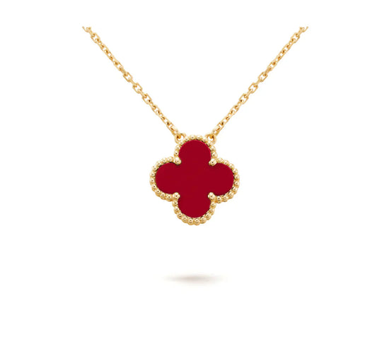 [Lumina]CLOVER 15MM CARNELIAN SINGLE FLOWER NECKLACE
