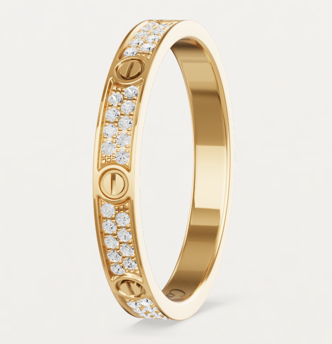 [Lumina]LOVE RING 2.6mm-wide full-diamond ring Gold